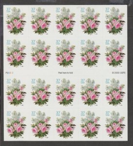 U.S. Scott Scott #3836a Flowers Stamps - Mint NH Booklet Pane - Plate P22222