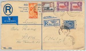 61373 -  British KUT - POSTAL HISTORY: REGISTERED STATIONERY COVER to ITALY 1949