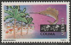 MEXICO 1960, $1.00 Tourism Colima, resort, fishing. Mint, Never Hinged F-VF.