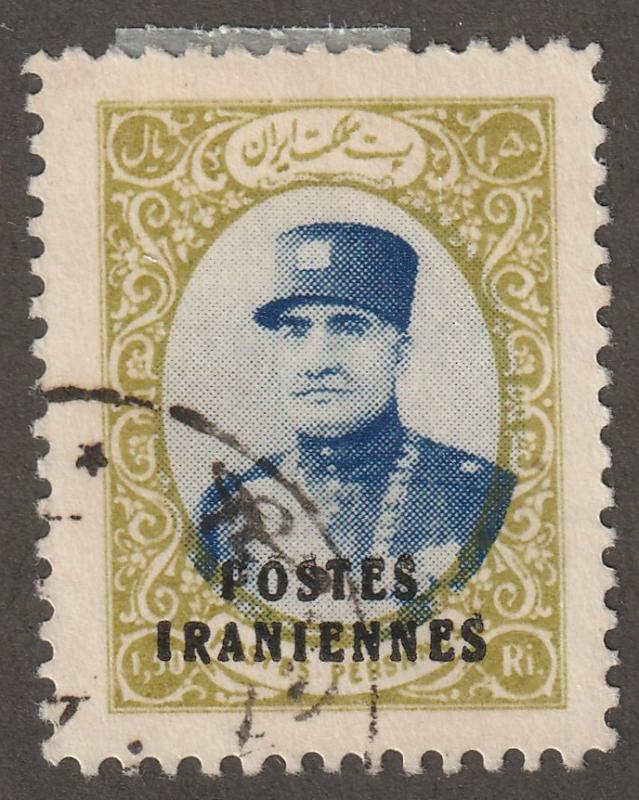 Persian/Iran stamp, Scott# 806, used, 1.50r, citron & blue, overprinted, aps 806