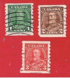 Canada #228-230  VF used  Coil Stamps   Free S/H