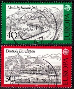 GERMANY 1977 EUROPA: Landscapes. Complete Set. Highway Train Mountains, Used