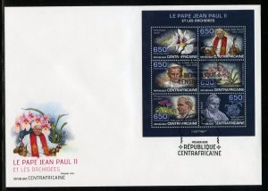 CENTRAL AFRICA 2023 POPE JOHN PAUL II & ORCHIDS SHEET FIRST DAY COVER