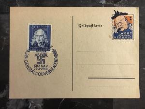 1943 Krakow Poland Germany Worthless Postcard Card Cover Winston Churchill