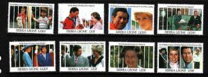 Sierra Leone-Sc#1387-94-unused NH set-Royal Family Birthday-1991-QEII-