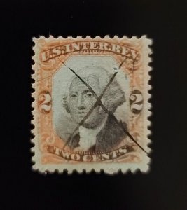 1874 2c U.S. Internal Revenue, Orange & Black, George Washington, R151