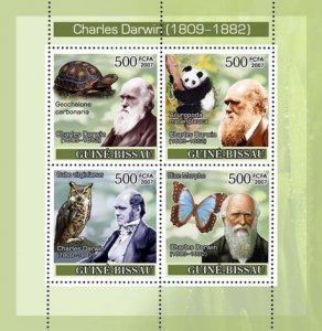 GUINEA BISSAU - 2007 - Charles Darwin - Perf 4v Sheet -Mint Never Hinged