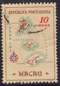 Macao 386 USED 1956 Macao Colony Map