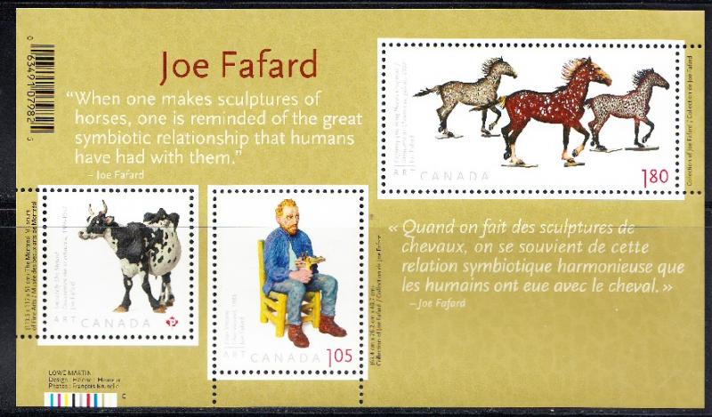 CANADA # 2523 Mint NH - souvenir sheet Art Horse Cow =  Joe Fafard