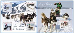 NIGER 2014 2 SHEETS nig14313ab CHIENS TRAINEAU SLEDGE DOGS 