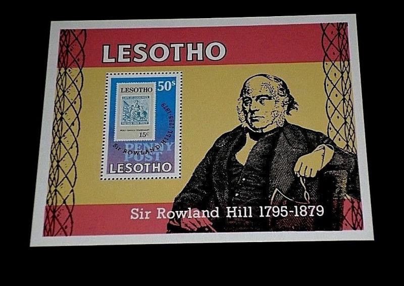 LESOTHO #277, 1979, SIR ROWLAND HILL, SOUVENIR SHEET, MNH, NICE! LQQK