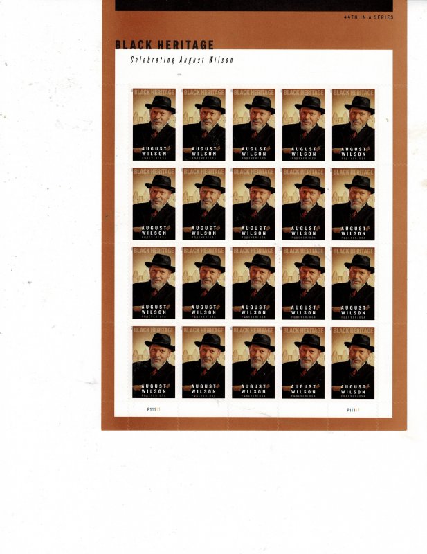 Black Heritage  August Wilson Forever US Postage Sheet #5555 VF MNH