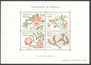 Monaco Sc# 1680 MNH Souvenir Sheet 1989 Pomegranate Tree