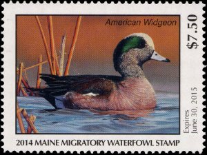 MAINE  #31  2014 STATE DUCK STAMP AMERICAN WIDGEON  by Rebekah Lowell