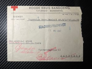 1947 Red Cross Indonesia Cover Tjitjendo Bandoeng Local Use