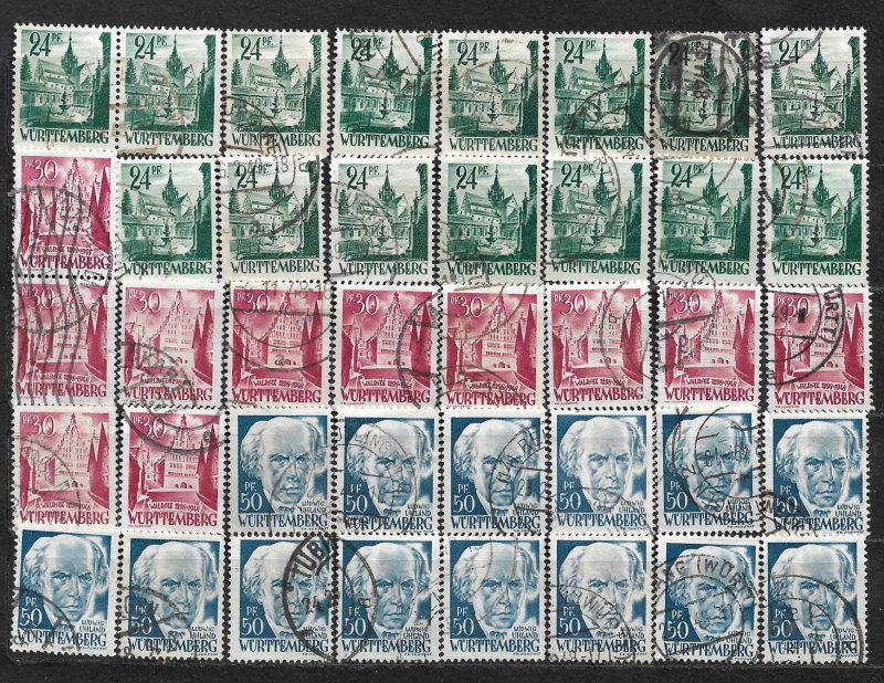 COLLECTION LOT OF 40 GERMANY  WURTTEMBERG 1948 STAMPS CLEARANCE CV= $24