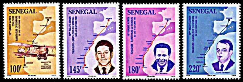 Senegal 1117-1120, MNH, Air Rally, Saint-Exupery