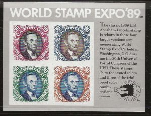 US Scott #2443, Souvenir Sheet 1989 World Stamp Expo VF MNH