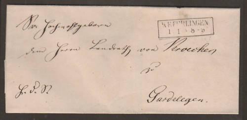 Germany, c. 1855 Stampless Cover to Gardelegen    2;0