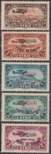 SYRIA Sc # C67-71 VLH  to H CPL SET 1931-3 AIRMAILS OVERPRINTED