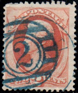 US #178 F/VF used, well struck blue numeral 2, super nice and seldom seen, ...