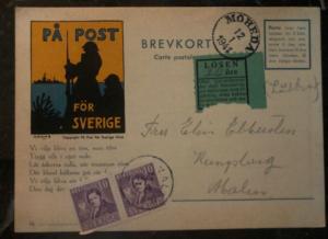 1941 Moheda Sweden Field post Postcard Postage Due cover To Malen