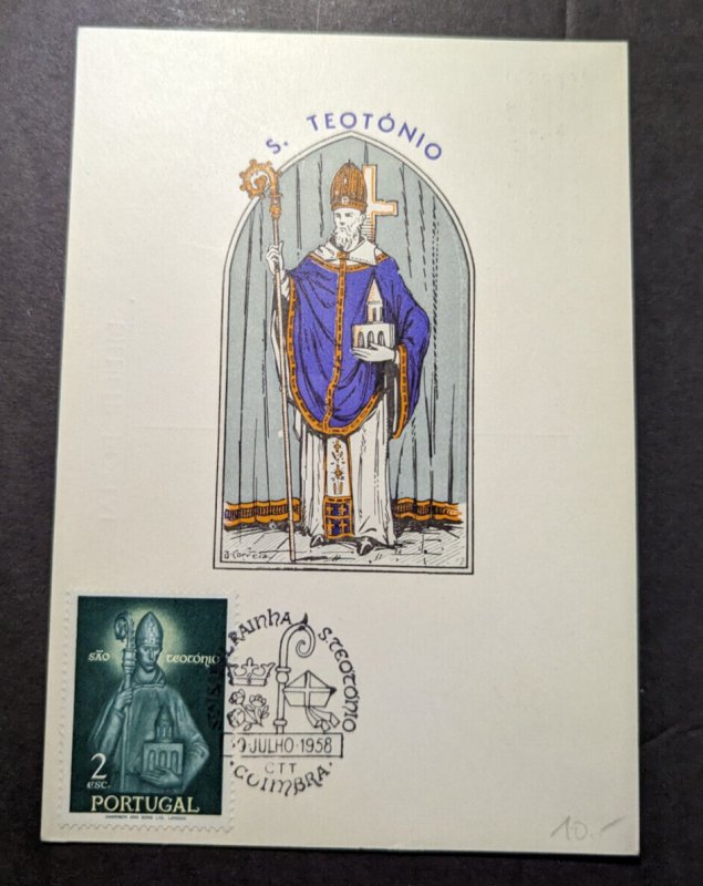 1958 Portugal Religion Chrisitianity Postcard Cover Coimbra S Teotonio