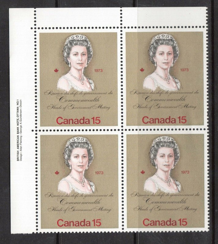 Canada #621 T1 VF/NH Plate #1 Untagged Block  **With Certificate**