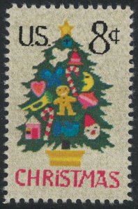 1508  8c Christmas Tree in Needlepoint, Mint NH OG  VF