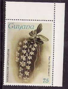 Guyana-Sc#1096a- id9-unused NH 75c-Flowers-Orchids-wmk Lotus Bud Multiple-1985-