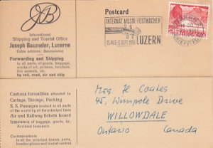Switzerland 1956 Postcard to Canada Shipping notifications from Joseph Baumeler