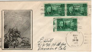 World War II Patriotic cover Marines at Iwo Jima Chas R Phillips 8/14/1945 V-J D