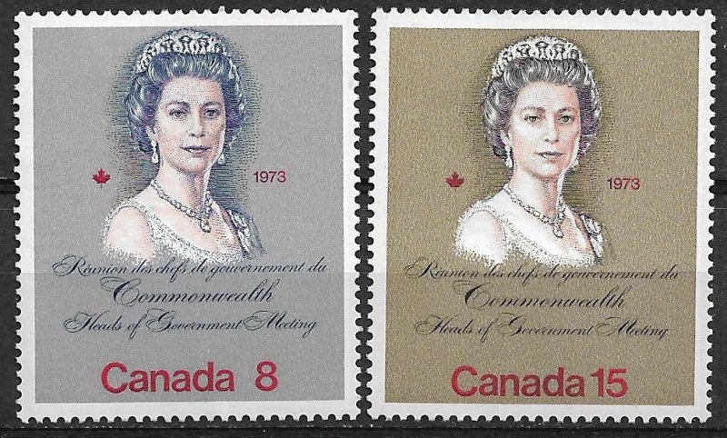 1973 Canada 620-1 Queen Elizabeth MNH C/S of 2