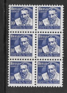 Brazil #RA4 MNH Block of 6 Postal Tax