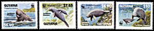 Guyana 2666-2669, MNH, WWF Caribbean Manatee