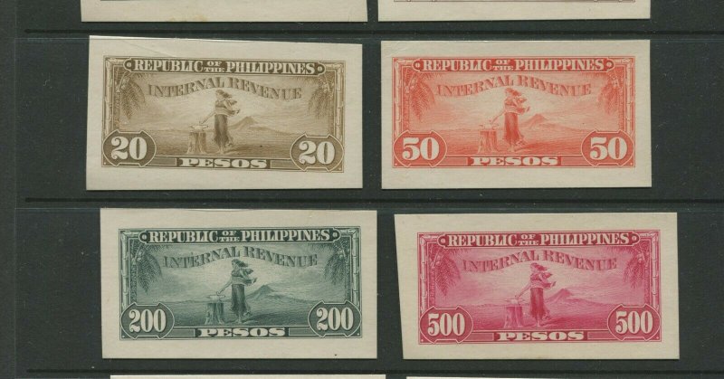 13 RARE Philippines 1943-47 1c-20,000p INTERNAL REVENUE SMALL DIE PROOF STAMPS