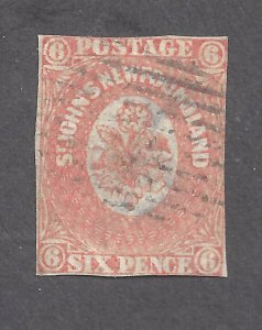 CANADA NEWFOUNDLAND # 13 USED 6d ORANGE HERALDIC FLOWERS BS30948