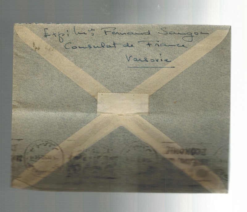 1950 French COunsel warsaw Poland Cover to Beirut Lebanon with letter