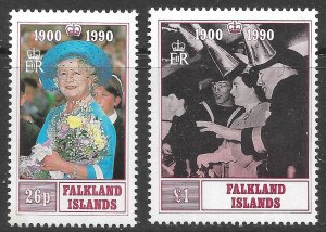 Falkland Islands Scott 524-525 MNH Queen Mother 90th Birthday Set of 1990