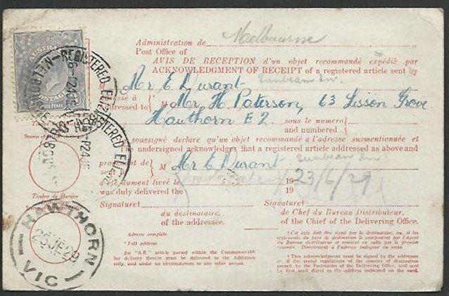 AUSTRALIA 1929 GV 3d on AR card ex Melbourne...............................58899