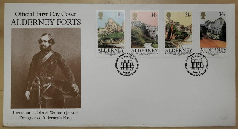 ALDERNEY - 1987 FORTS FIRST DAY COVERS - LOT OF 10