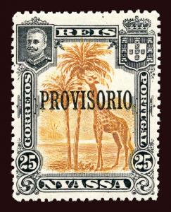 NYASSA Scott #43 1903 PROVISORIO ovpt., giraffe unused H  2