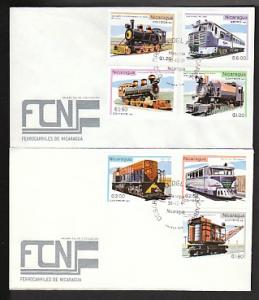 Nicaragua 1133-8,C992 Trains 1981 U/A FDC