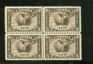 CANADA AIRMAIL SCOTT#C2  BLOCK OF FOUR  VF MINT NH--SCOTT VALUE $300.00 