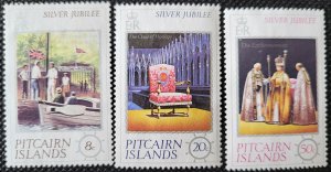 Pitcairn Is., 1977, set of 3,QE II Rein of 25 yrs, #160-62, MH, SCV$1.15