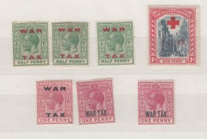 Bahamas KGV 1918 War Tax Collection Of 7 MH BP7204