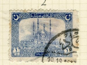TURKEY; 1922 early local Pictorial issue fine used 1Pi. value