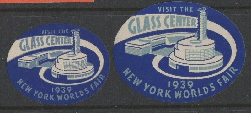 USA - 1939 New York World's Fair Visit Glass Center, Set of 2 MH OG