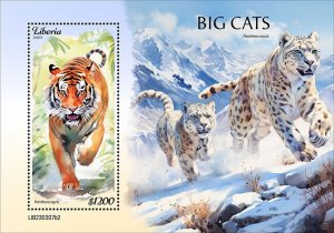 LIBERIA- 2023 - Big Cats - Perf Souv Sheet - Mint Never Hinged