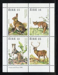 Ireland 483a MNH, Irish Wildlife Souvenir Sheet from 1980.